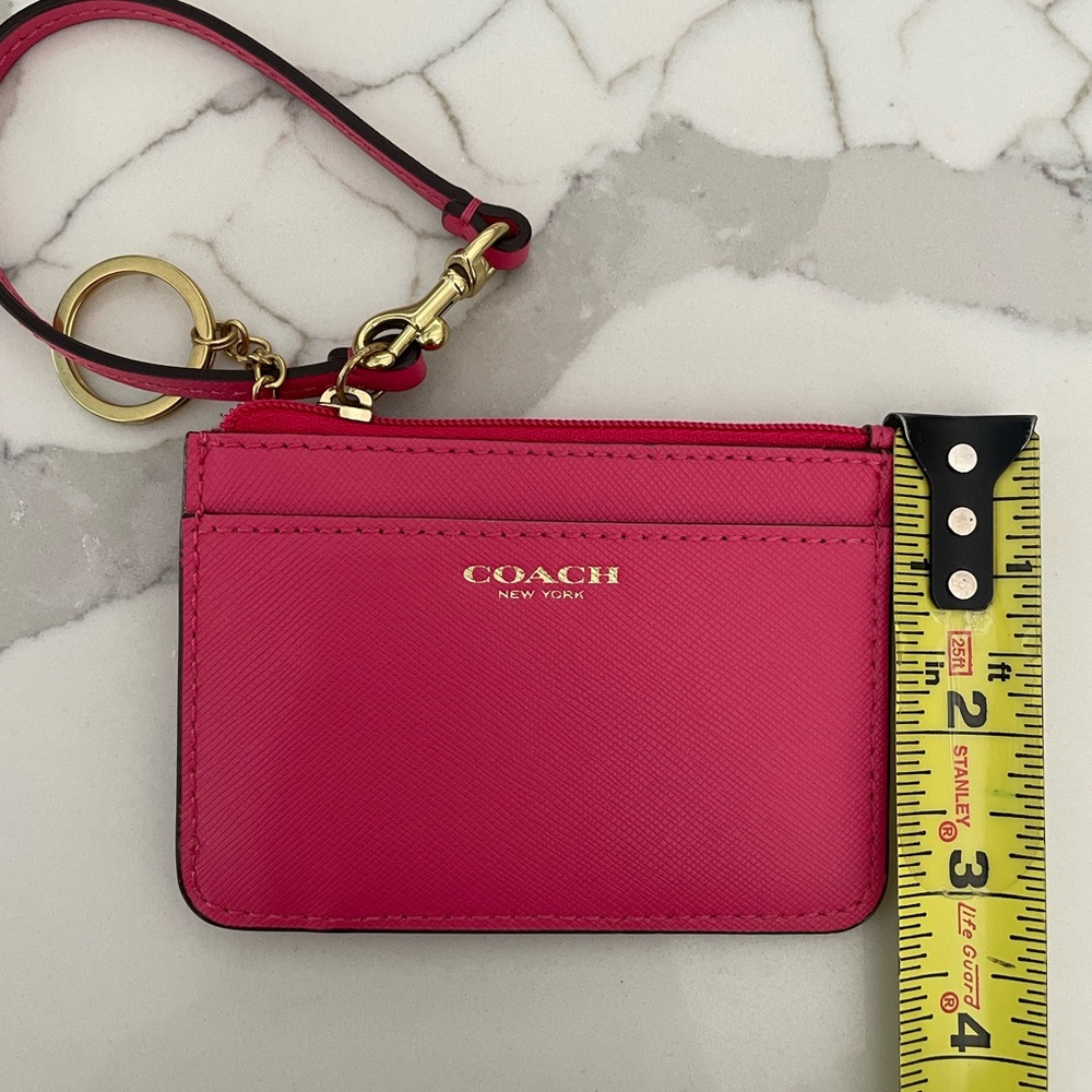 Coach Fuchsia Card Holder with Gold Keyring